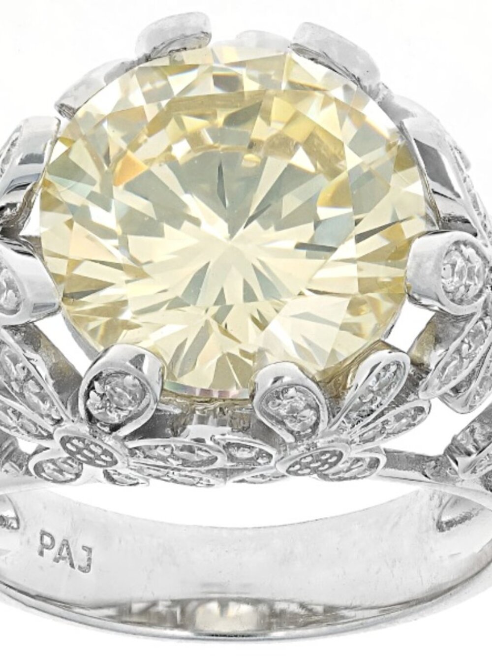 Bella Luce Canary Yellow  & White Flower Motif Ring 10.03ctw. Size 10